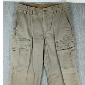 Duluth Trading Co Cargo Pants Men 34x36 Khaki Tan Cotton Canvas Workwear Utility